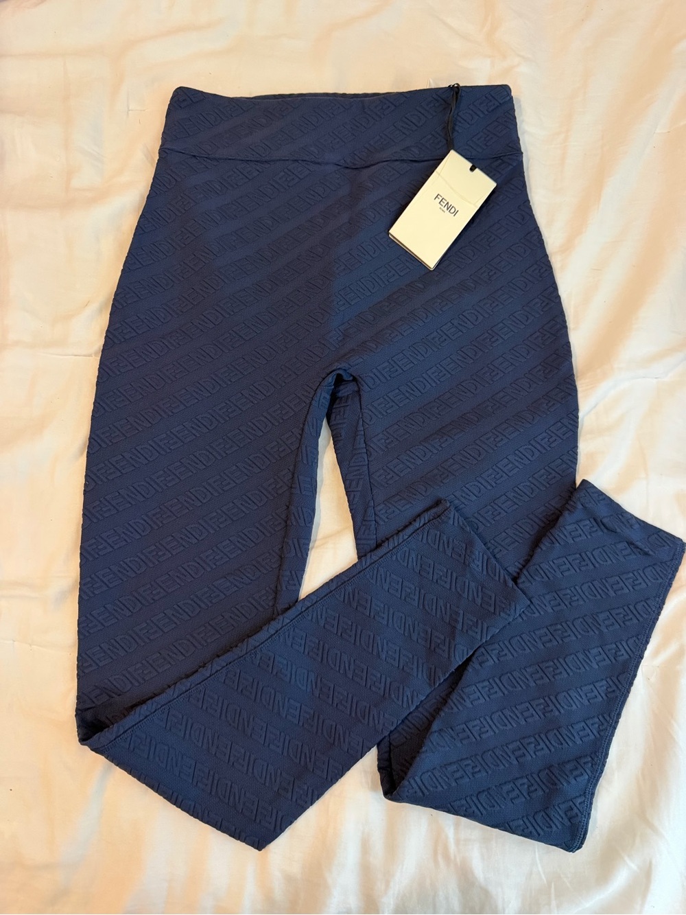 Fendi Navy Logo Jacquard Leggings